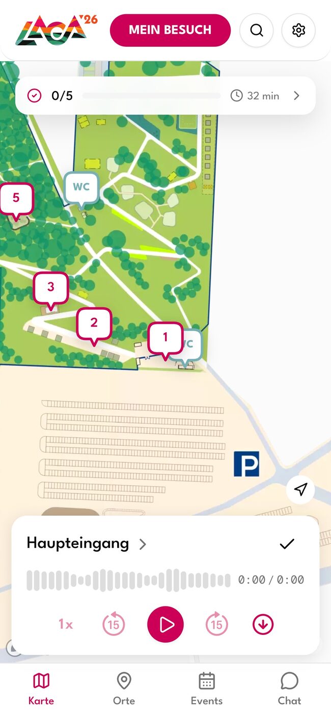 Interaktive Karte in der Wordtrail App
